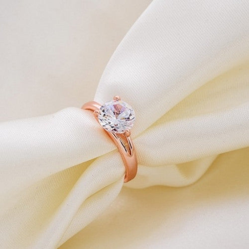 Rose Gold Brand Designer Lady's Crystal Zircon Ring