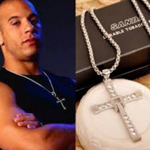 Rhinestone Pendant Sliver Cross Necklaces Men